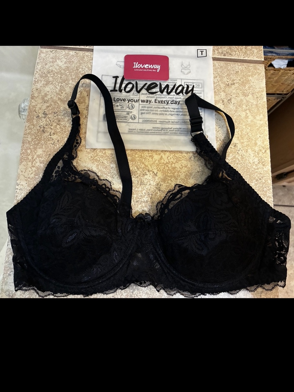 New! “I Love Way” Black Lace Sexy Floral Bra Underwire.